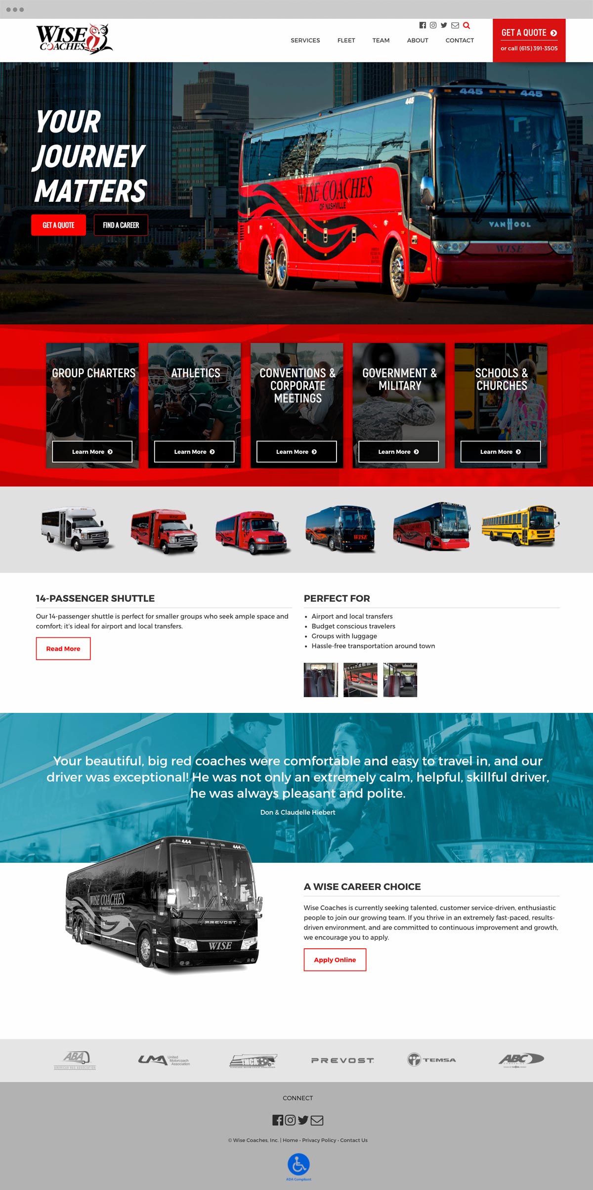 Wise Coaches of Nashville Tour Bus Web Design